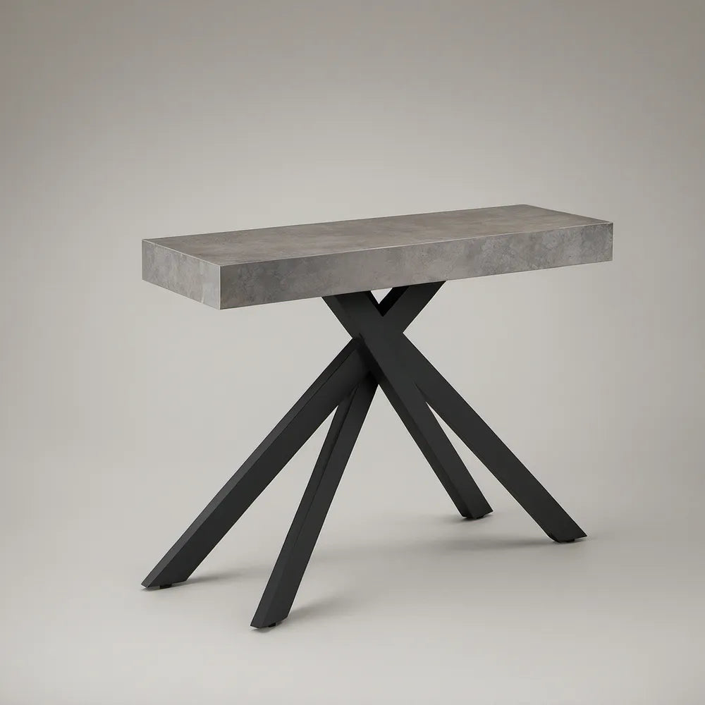 Konzolový stolek 120 × 40 × 78 cm v dekoru šedého betonu s černou ocelovou podnoží
