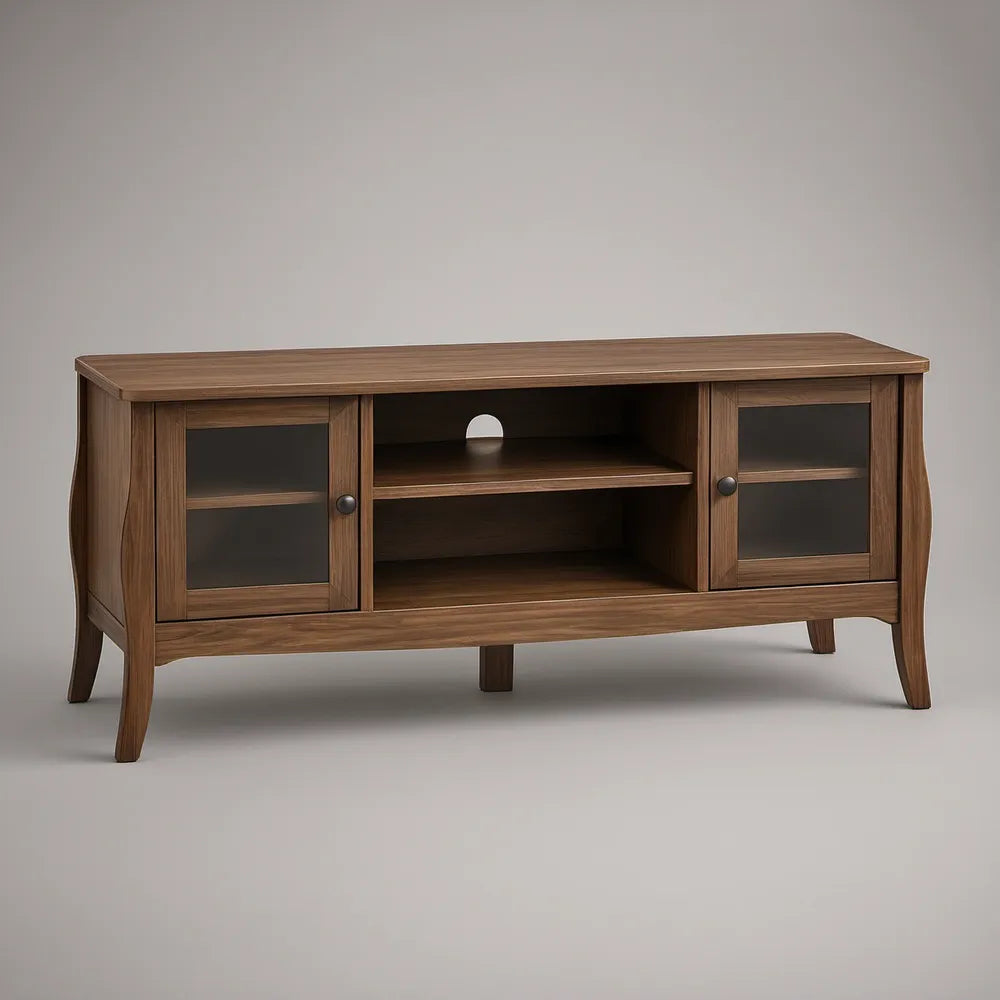 Televizní stolek z MDF v dekoru ořechu, hnědý/černý, 120 × 40 × 65 cm