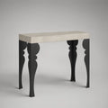 Konzolový stolek 100 × 35 × 80 cm s deskou v béžovošedém betonovém dekoru a černými ocelovými nohami